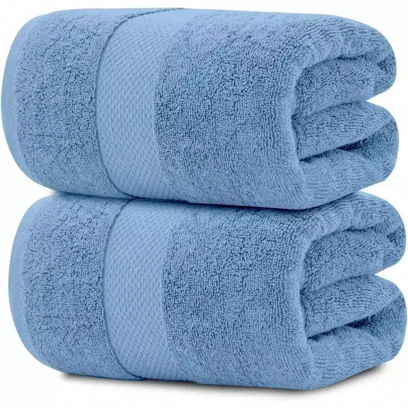 Luxury Soft Bath Towels - 650 GSM, 35x70, Light Blue, 2 Pack
