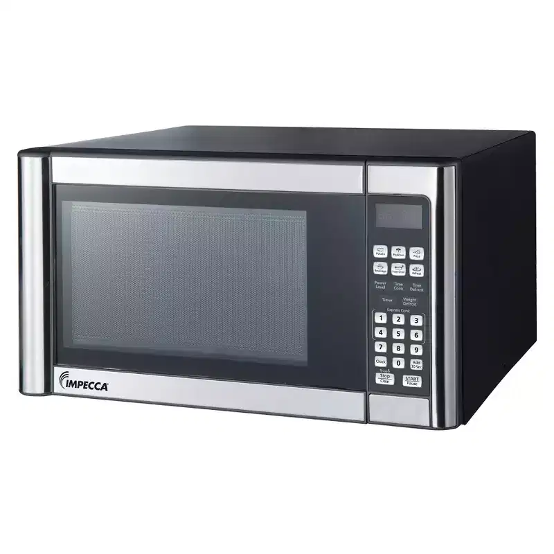 Impecca 1.1 Cu Ft Countertop Microwave Oven, 1000W w/ 10 Power Levels and LED Digital Display, Stainless Steel