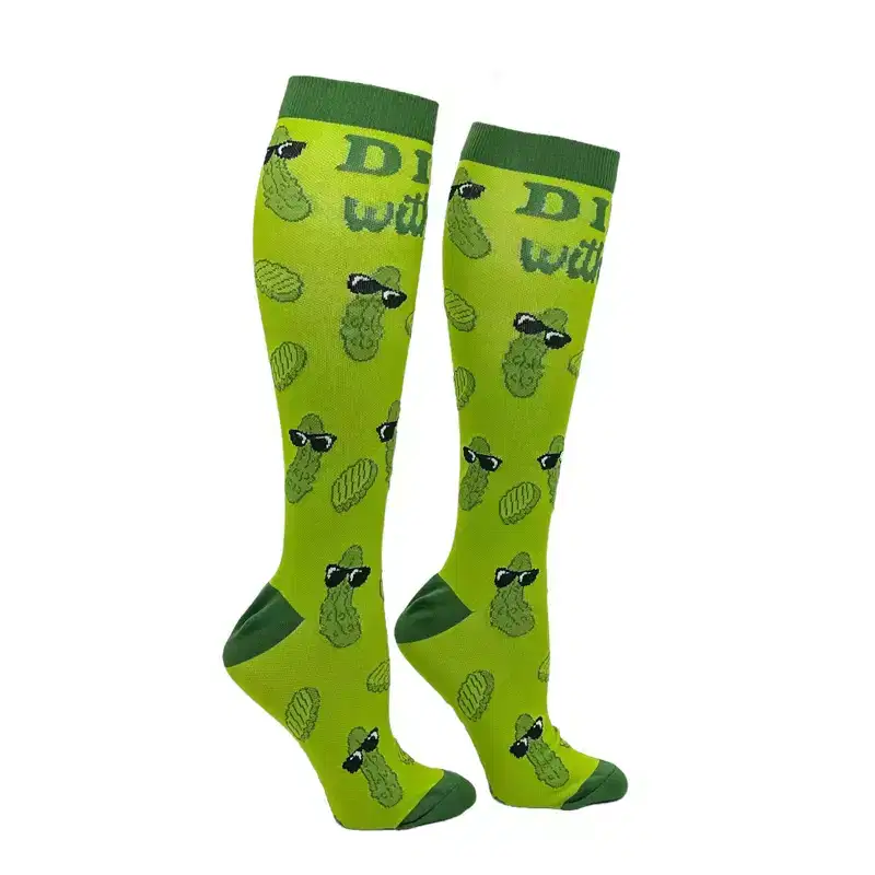 Adult Dill With It Funny Pickle Compression Socks for Women and Men - Crazy Dog Compression Socks For Foodies