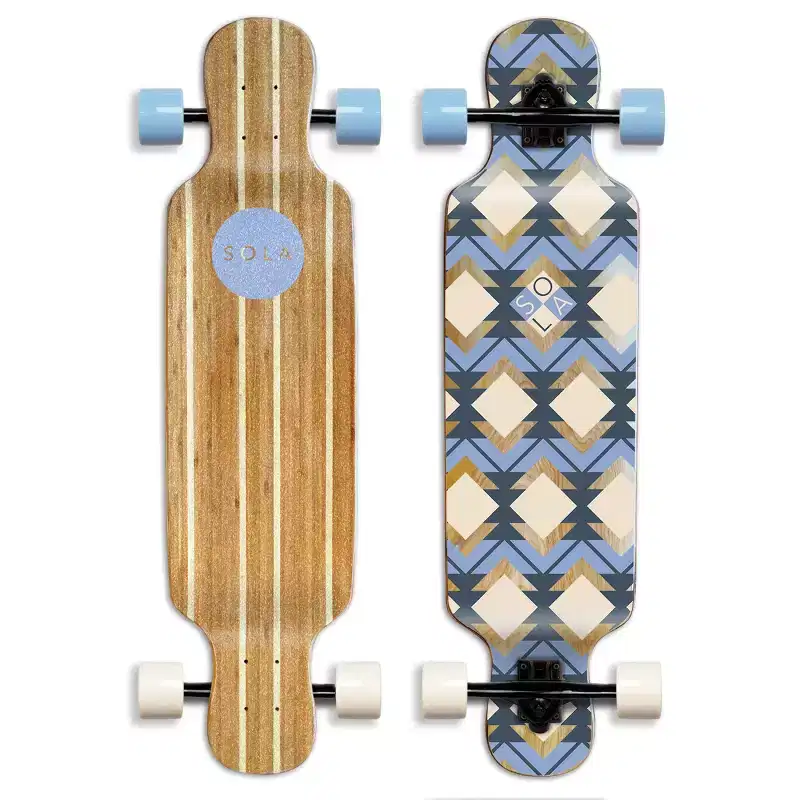 Sola Sports 38.75" Bamboo Premium Graphic Design Complete Longboard Skateboard - Geometry