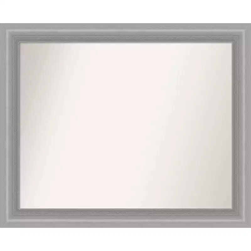 33 x 27 Non-Beveled Peak Polished Nickel Narrow Bathroom Wall Mirror - Amanti Art: Rectangle, Wall Mount, Includes Hardware
