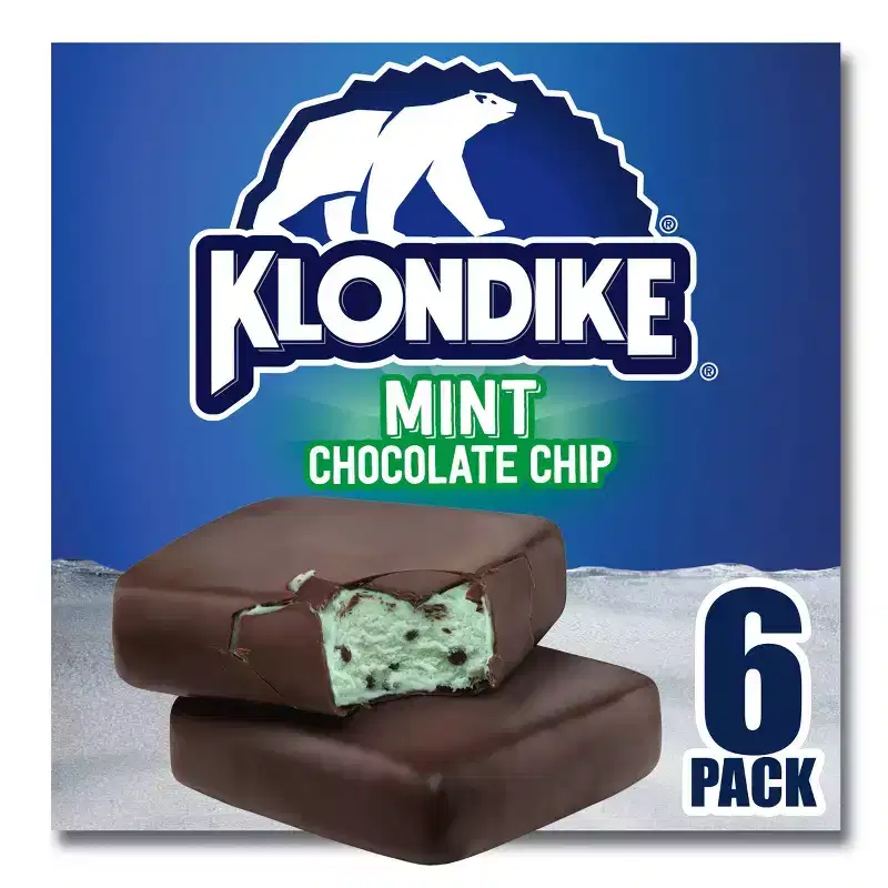 Klondike Mint Chocolate Chip Vanilla Bars Frozen Dairy Dessert - 6pk