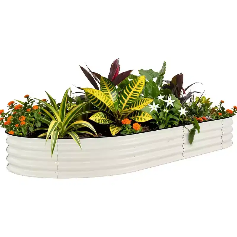 Raised Garden Bed, Metal Planter Box for Flowers, Vegetables & Herbs, Rust-Resistant, Easy Assembly, Oval Bottomless with Anti-Cut Strips