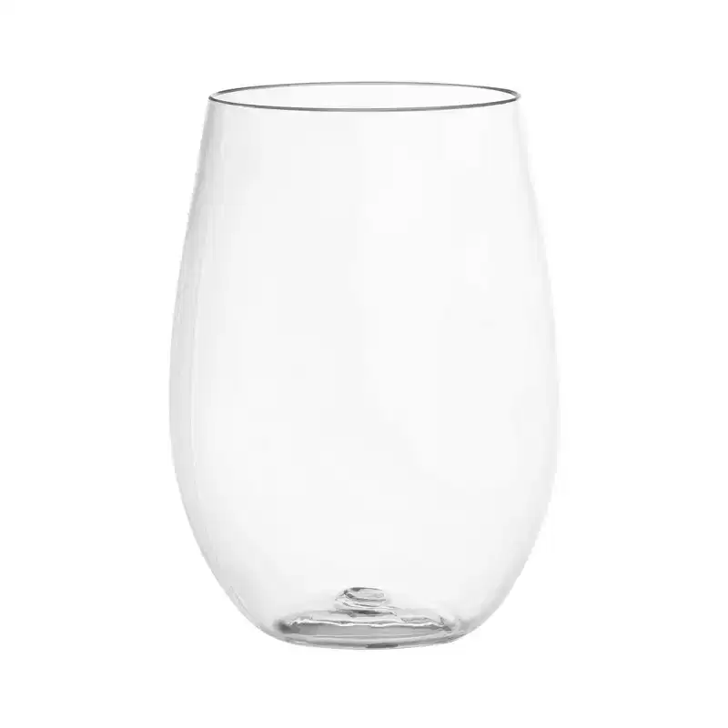 Smarty Had A Party 16 oz. Clear Elegant Stemless Plastic Wine Glasses - 64 pcs