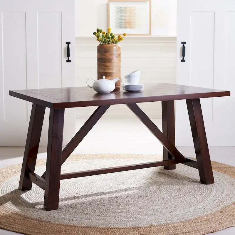 Brown Rustic Rectangle Dining Table with Splayed Legs for 4&ndash;6 Person