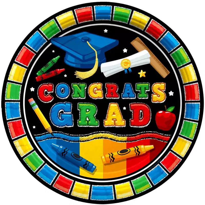 Treasures Gifted Kindergarten Graduation Plates 9in - Kindergarten Graduation Party Decorations - 8 Pack