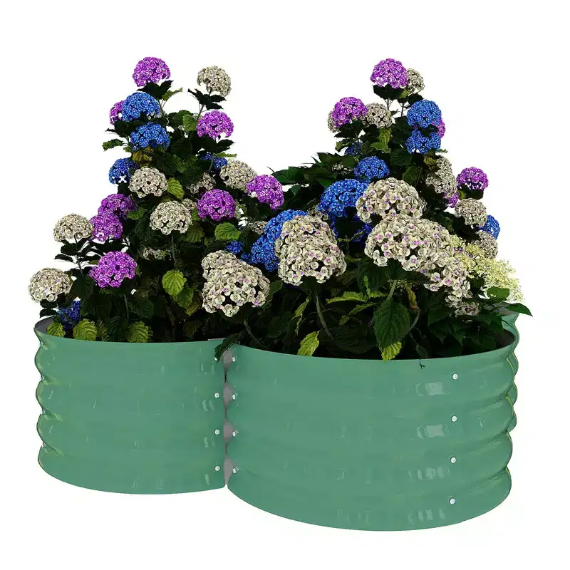 2 Pack Galvanized Steel Raised Garden Bed, Metal Planter Box with Open Base & Floral Edge Design,12 Deep Garden Bed Planter for Vegetables Flower
