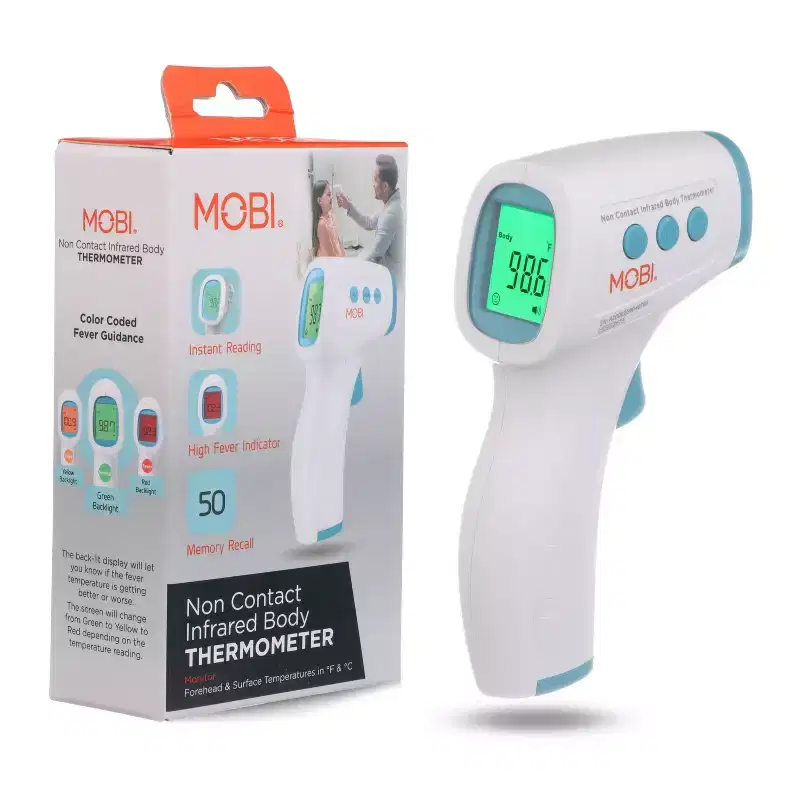 MOBI Non-Contact Thermometer Infrared Forehead Temp Checker for Baby, Kids' and Adults: Health Thermometer, Battery-Powered