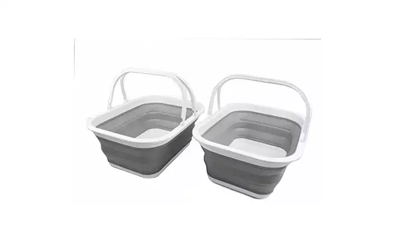SAMMART 15L (4 gallons) Set of 2 Collapsible Plastic Washing Tub with Handles/Handy Basket