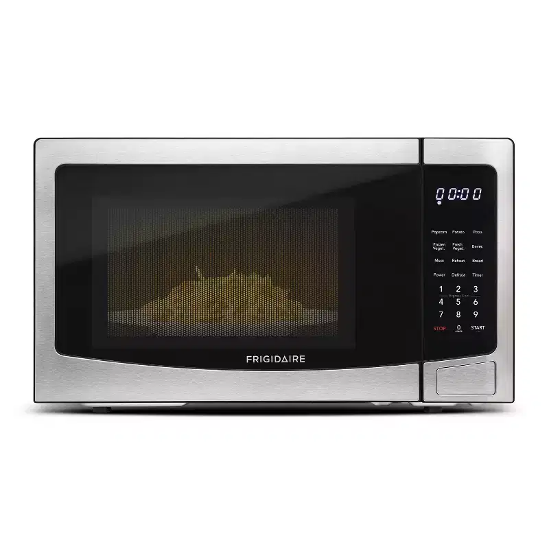 Frigidaire 1000W 1.1CF Countertop Microwave Oven Stainless Steel Finish: 10 Speeds, ETL Listed, 1 Year Warranty