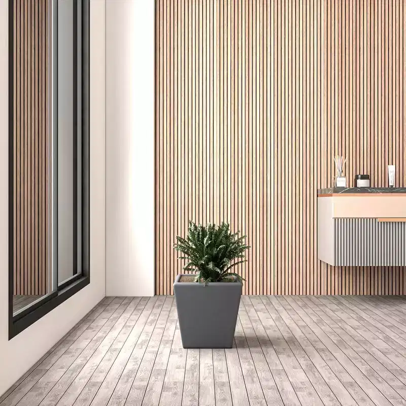LeisureMod Blossom Fiberstone Tapered Square Planter Pot with Drainage Holes, Weather-Resistant for Indoor/Outdoor Use