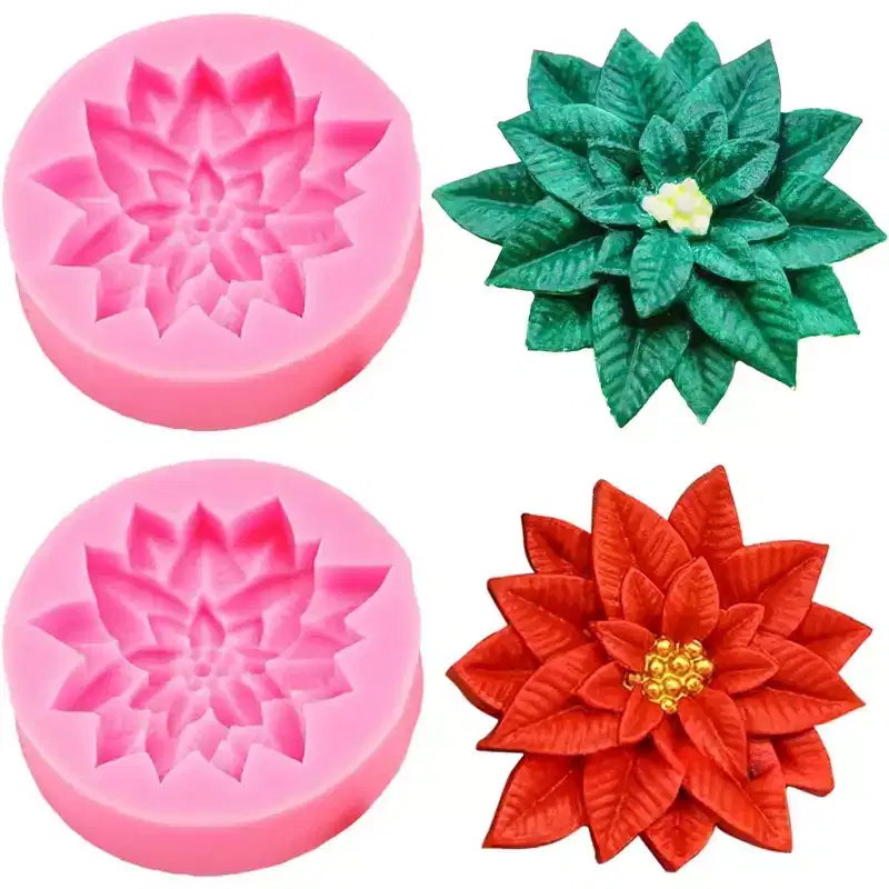 JDICTION 2PCS Christmas Holly Leaf Silicone Molds for Chocolate Fondant Baking Cake Soap Candle Resin Crafts