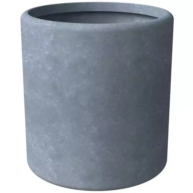 LeisureMod Tundra Fiberstone Round Planter Pot with Drainage Holes, Weather-Resistant for Indoor/Outdoor Use
