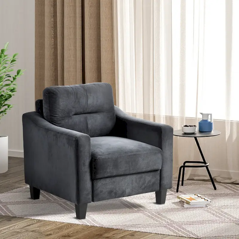 Black Modern 32" Upholstered Accent Chair, Hardwood Frame, Soft Cushion