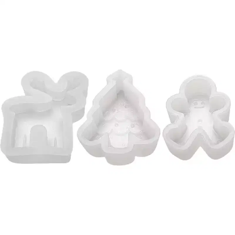 JDICTION 3D Christmas Molds (Tree+Elk+Man) - Silicone Deer Soap/Candle Molds, Gingerbread Man Molds for Bath Bombs, Chocolate & Cake Decor