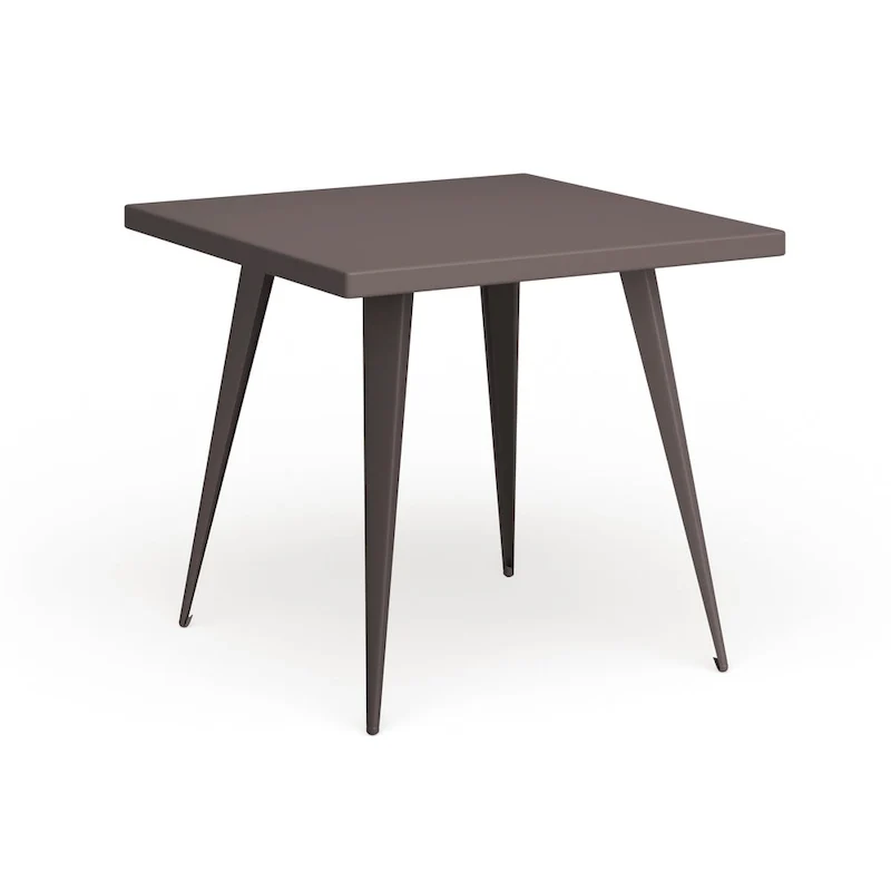 Industrial Square Metal Dining Table Antique Grey Silver Finish