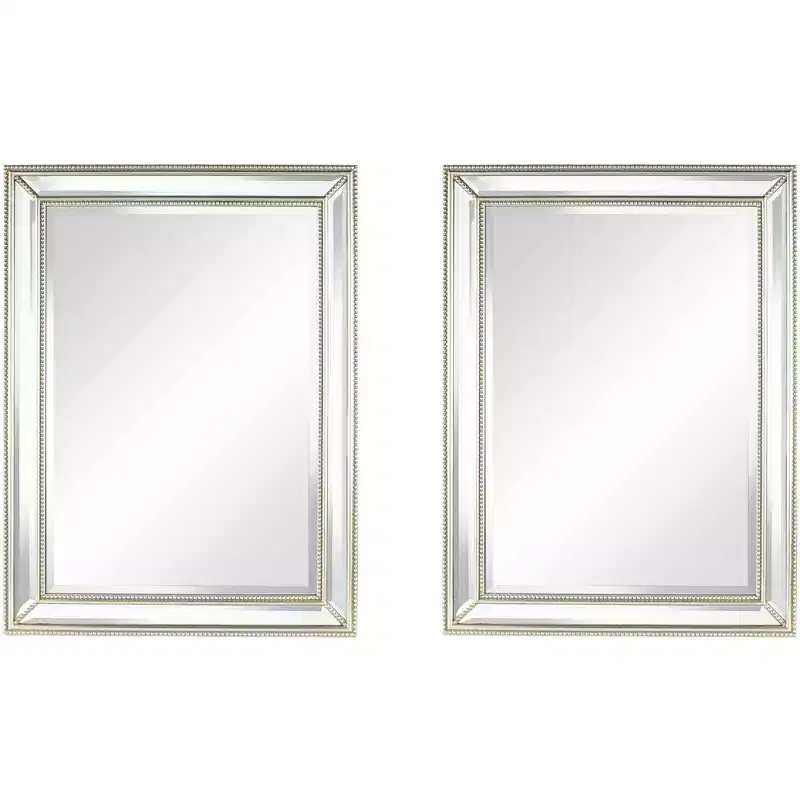 Uttermost Palais Silver 30 x 40 Beaded Wall Mirrors Set of 2