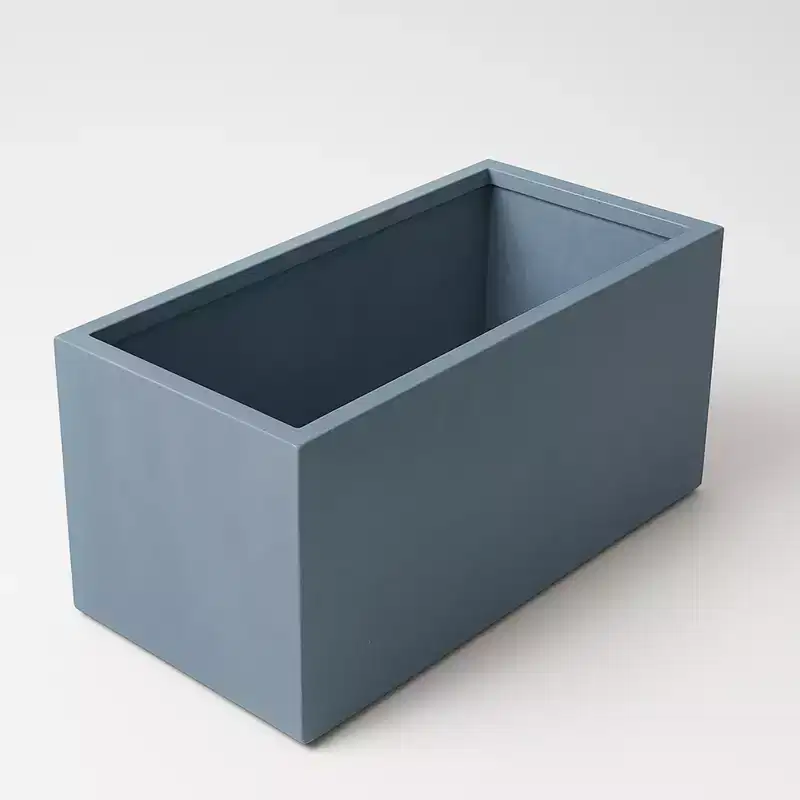 LeisureMod Bloom Collection Rectangular Fiberstone Planter - Modern Indoor & Outdoor Pot with Drainage, Available in 9, 12, and 16