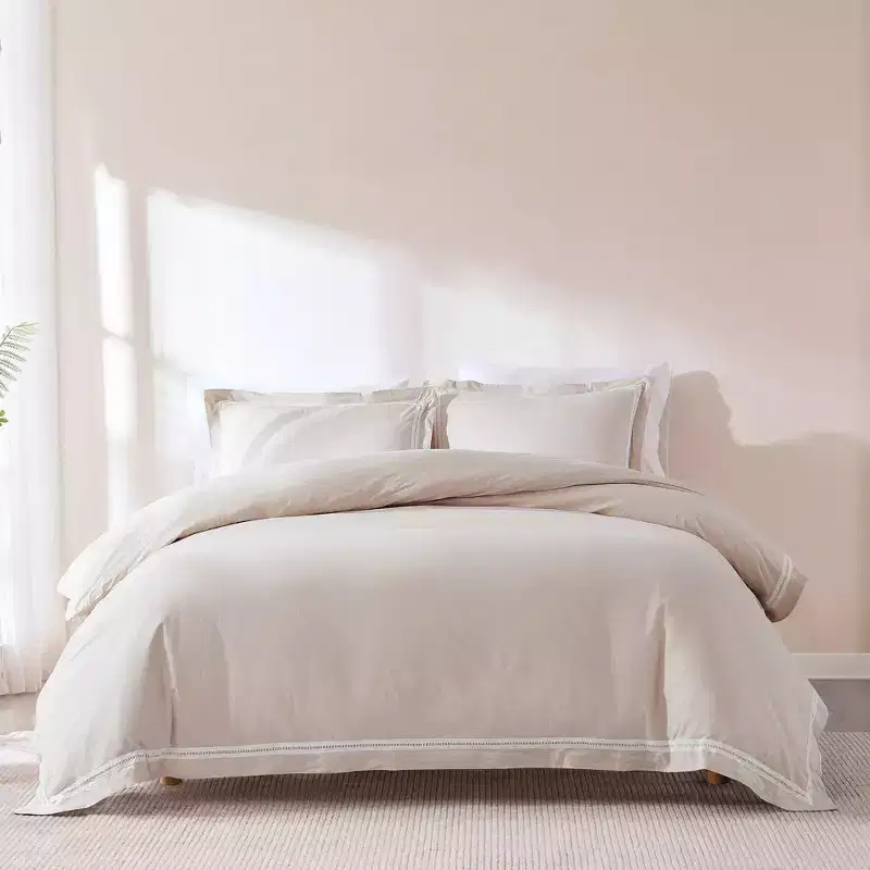 Lush Dcor Doris Eyelet Inset Trim Cotton Duvet Cover