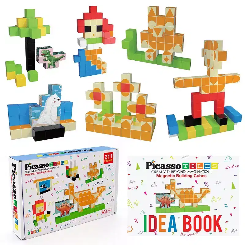 PICASSO-TILES 103PCS 1 Magnetic Building Blocks Cubes, 3D Construction STEM Toys, Educational Kids Gift, Toddler Brain Development Set