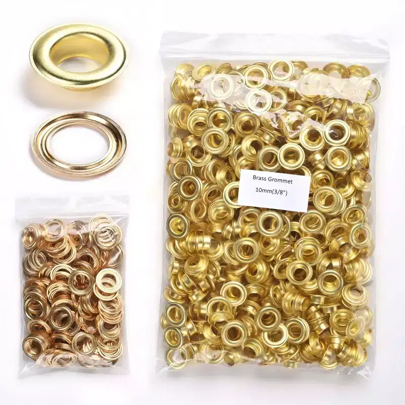 Yescom 500 sets of 3/8 Grommet Kit 10mm Size 2 Rust-proof Solid Brass Eyelets and Washers for Hand Press Machine