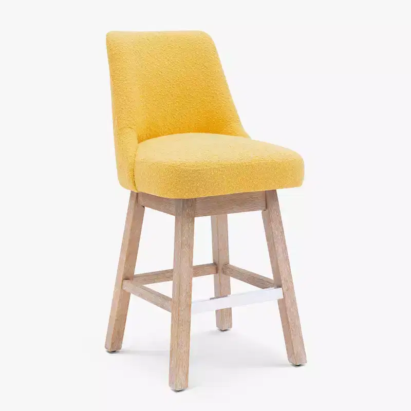 WestinTrends 26 Upholstered Swivel Counter Height Bar Stool, Mustard