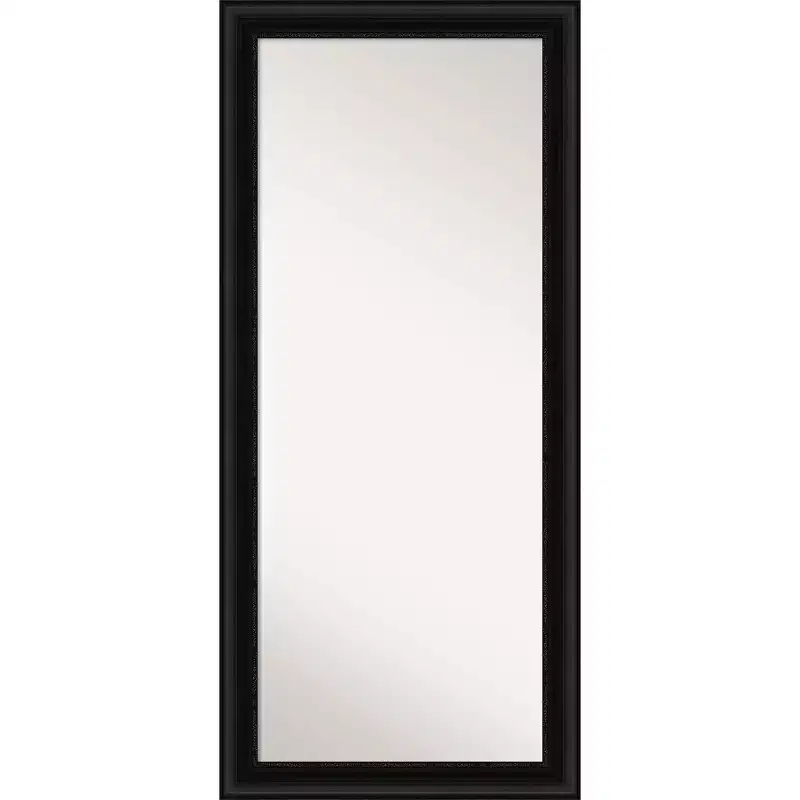 30 x 66 Non-Beveled Parlor Black Full Length Floor Leaner Mirror - Amanti Art: Modern Rectangle Body Mirror with Polystyrene Frame