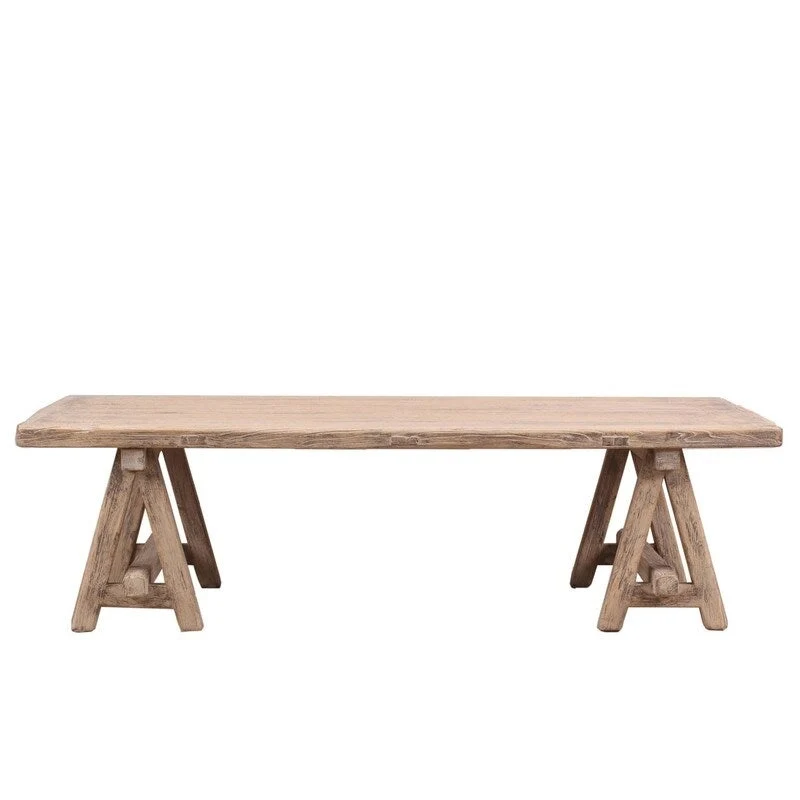 63" Weathered Natural Wood Coffee Table, Rustic Style, Seats 4&ndash;6