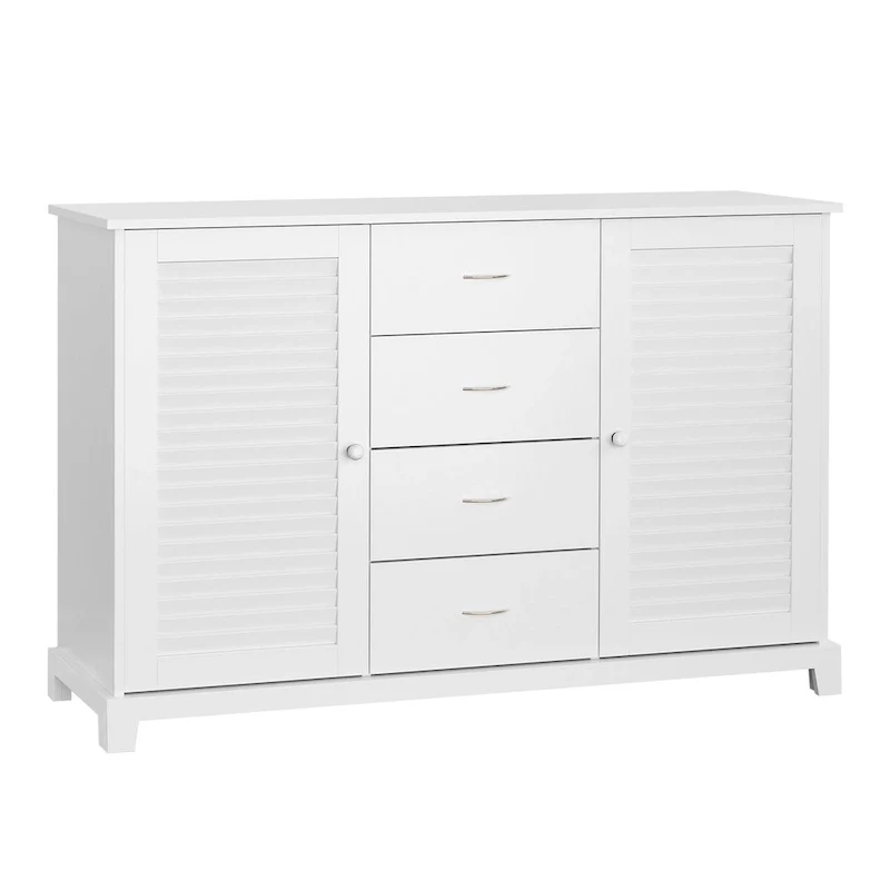 Sideboard Buffet Cabinet with 4 Drawers and 2 Louvered Doors