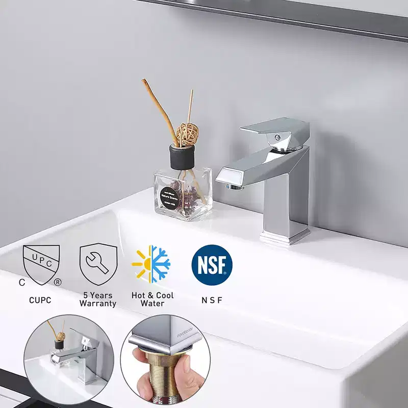 Aquaterior Single Handle Bathroom Faucet Cold & Hot Water Tap CUPC NSF Certification