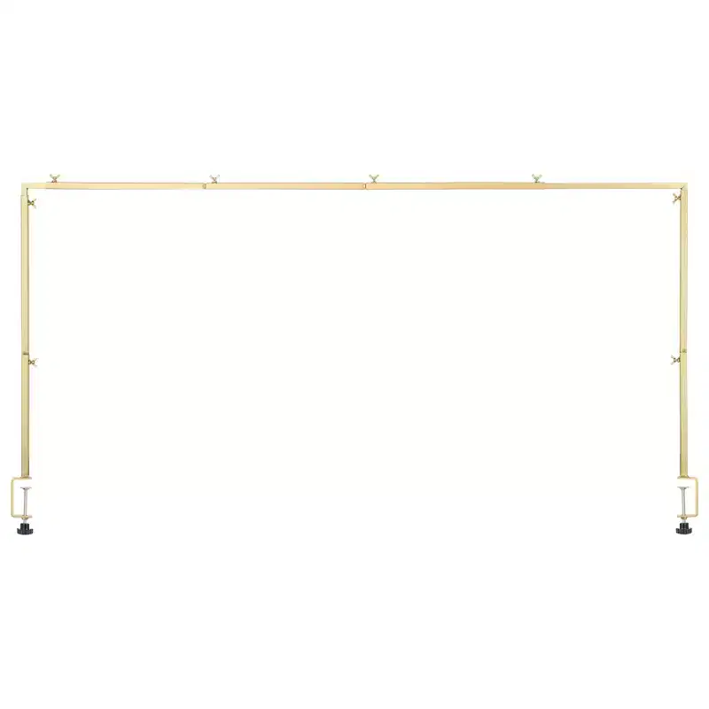 VEVOR Over The Table Rod Stand with Clamps, 13-42 Tall & 28-98 Length Adjustable, Metal Table Arch Stand, Tabletop Balloon Arch Frame, Gold