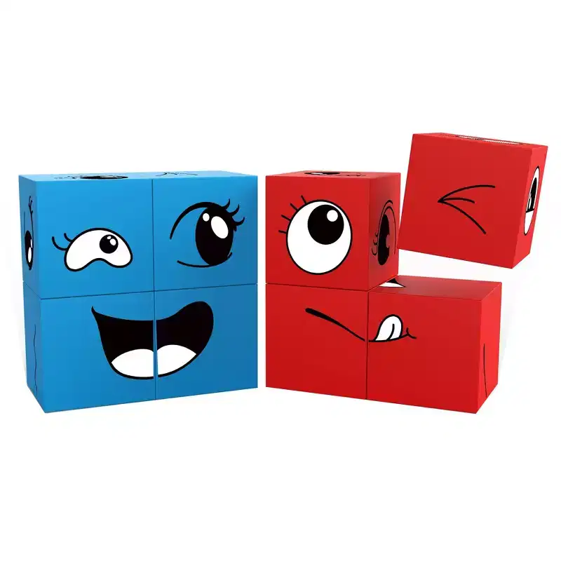 PICASSO-TILES 8PCS Magnetic Expression Puzzle Cubes, Mix & Match Building Blocks, STEM Educational Sensory Toy for Kids, Toddlers Age 3+