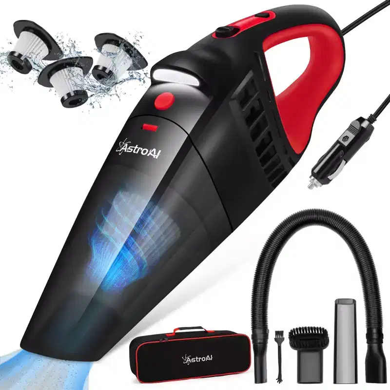 AstroAI Car Vacuum, Car Accessories, Portable Handheld Vacuum Cleaner, 12V DC Power, with 3 Filters for Quick Cleaning
