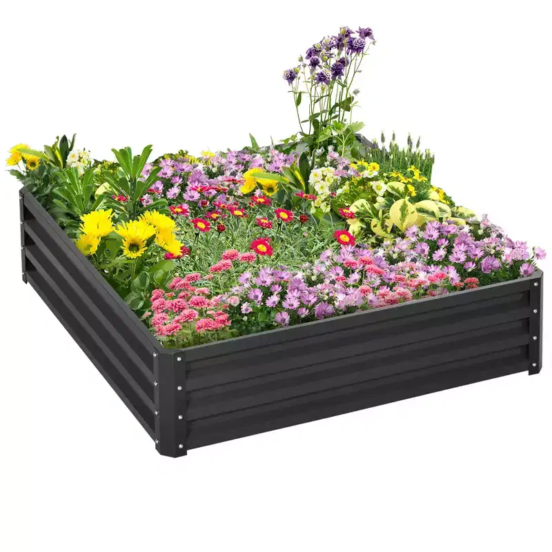Galvanized Raised Garden Bed, 4' x 4' x 1' Metal Planter Box, for Growing Vegetables, Flowers, Herbs, Succulents