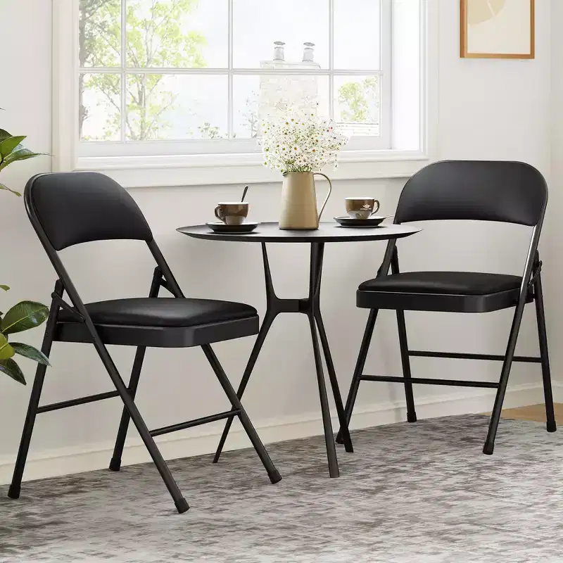 Set of 8 Folding Dining Chairs with Padded Seat & Back, Stackable Steel Chairs for Kitchen, Office, Events, Indoor & Outdoor Use