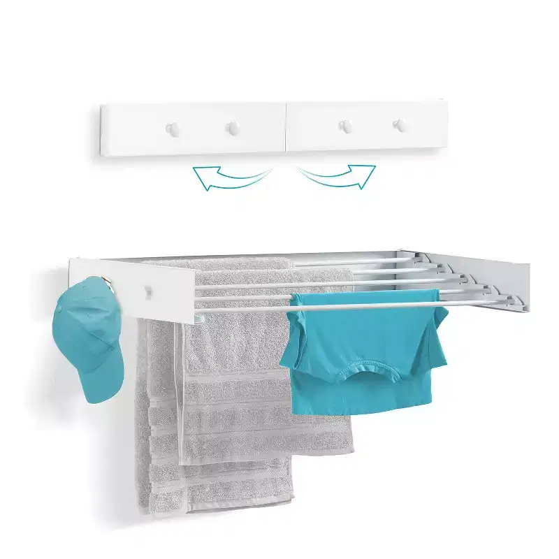 Ivation Retractable Wall Mounted Clothes Drying Rack - Foldable Laundry Drying Rack for Clothing
