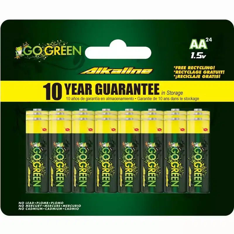 GoGreen Power (24011) Eco Friendly Alkaline AA Batteries - No Lead, Cadmium or Mercury - Pack of 24
