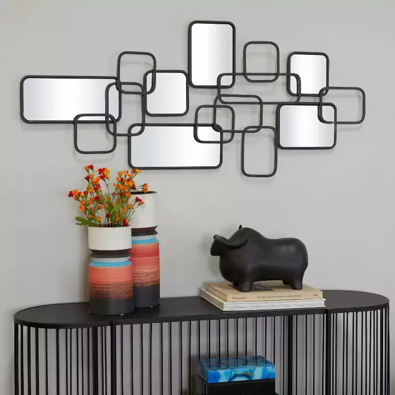 Metal Geometric Wall Mirror Black - CosmoLiving by Cosmopolitan