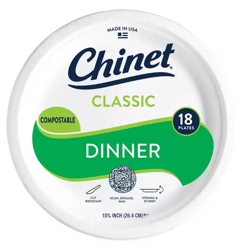 Chinet Classic Round Dinner Plate 10 3/8" - 18ct: Disposable Serveware, Molded Fiber