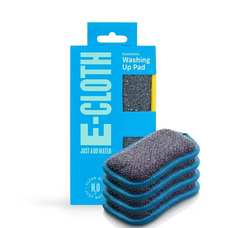 E-Cloth Washing Up Pad - Blue - 4pk: Microfiber, Cleaning Tools, Metal, Ceramic, Glass