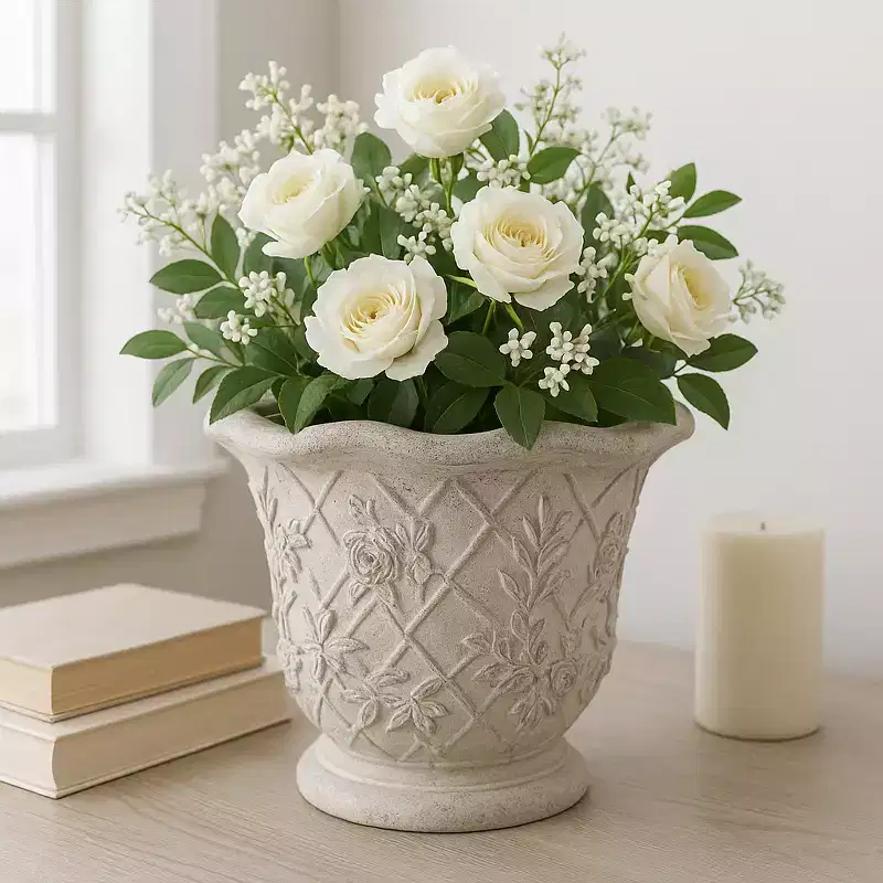 Traditional Terracotta Flower Pot Planter for Home Decor - Decorative Plant Stand Indoor and Outdoor Use, Patio and Garden Decor - 9 Tan