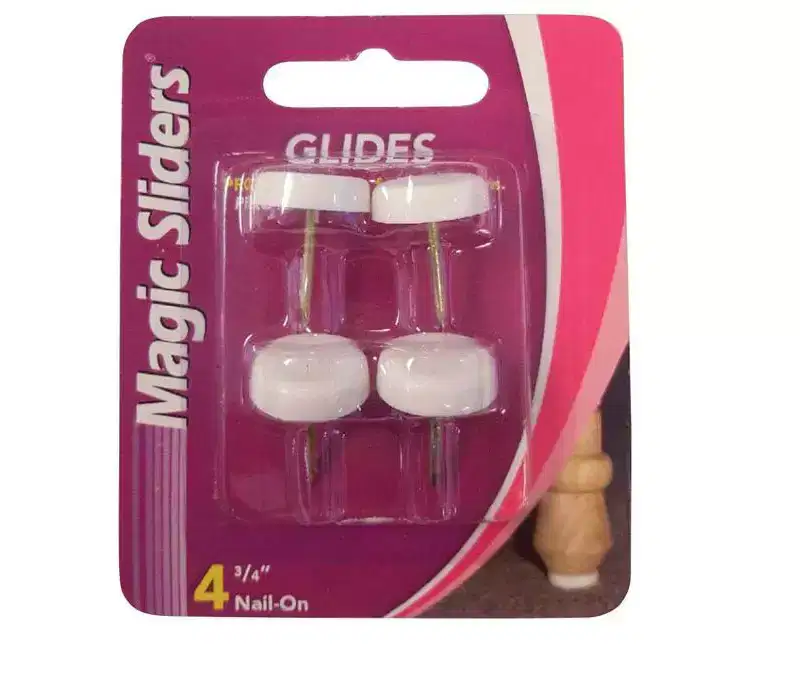 Magic Sliders - Plastic - Nail-On - Heavy Duty Glide - Round - White - 3/4 in. - 4 Pack