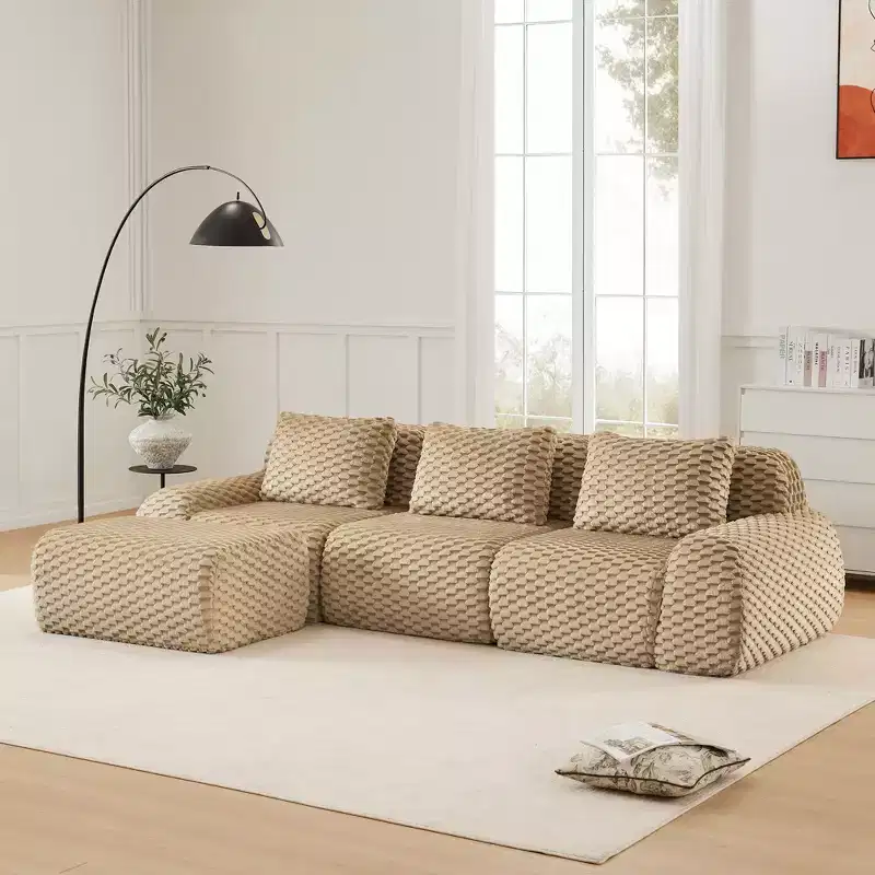 114 Modern L-Shaped Modular Sectional Sofa for Living Room,Flannelette Fabric,Oversized 3-Seater Couch,boneless sofa