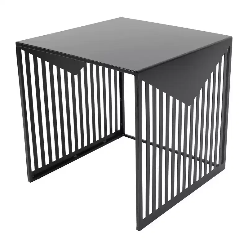 LeisureMod Cisco Square Steel Side Table - Modern Accent Table for Bedroom or Living Room