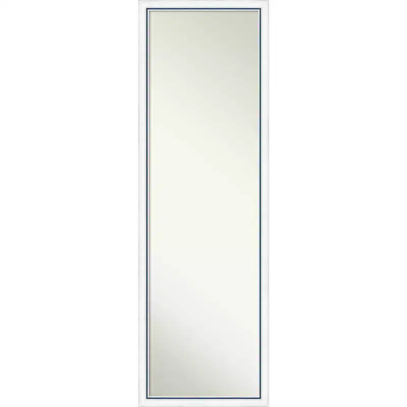16"x50" Non-Beveled Morgan Wood on The Door Mirror White/Blue - Amanti Art: Modern Full Size Door-Mounted Mirror with Hardware