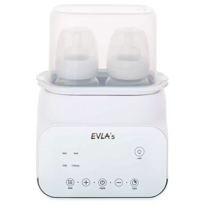 EVLA's Double Baby Bottle Warmer, Defrost & Warm Milk, Sanitize Feeding Bottles, White