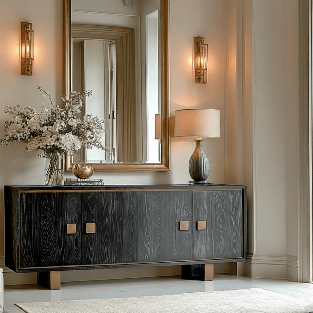 Black Sideboard with Brass Handles
