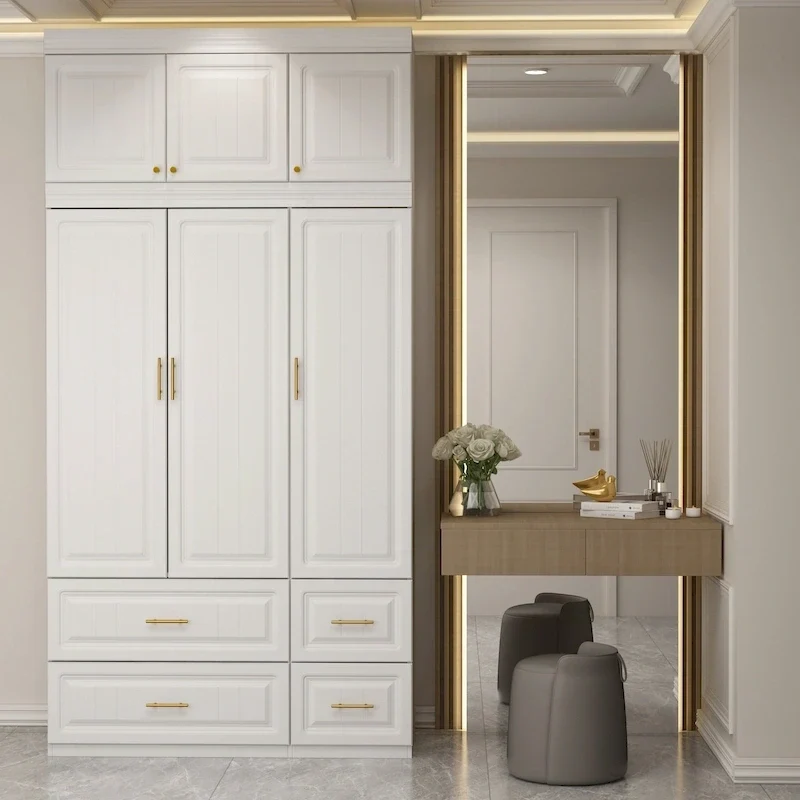 FUFU&GAGA Large Armoire Combo Wardrobes Closet Storage Cabinet White