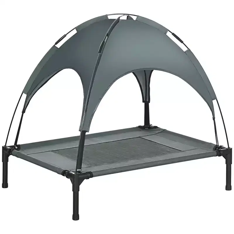 Skyzone 4836 Foldable Elevated Dog Cot with UV-Protective Canopy, Breathable Cooling Pet Bed