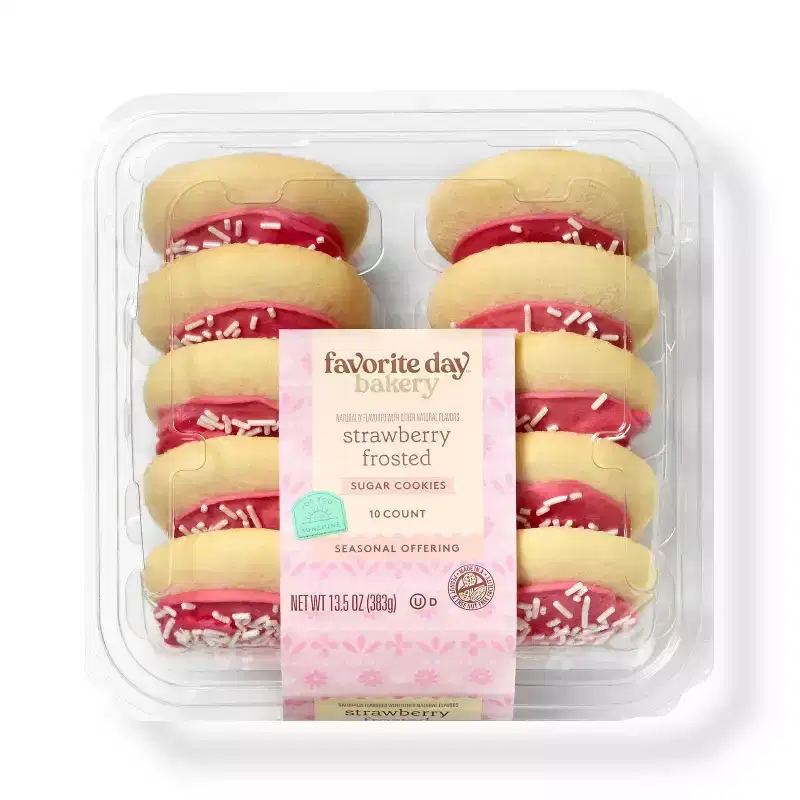 Spring Strawberry Frosted Sugar Cookies - 13.5oz/10ct - Favorite Day™